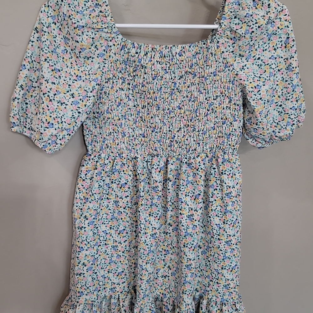Colorful Floral Smocked Kids Dress